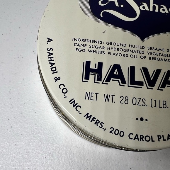 Vintage A. Sahadi Halvah Tin Can 28 Oz Empty - Picture 3 of 12
